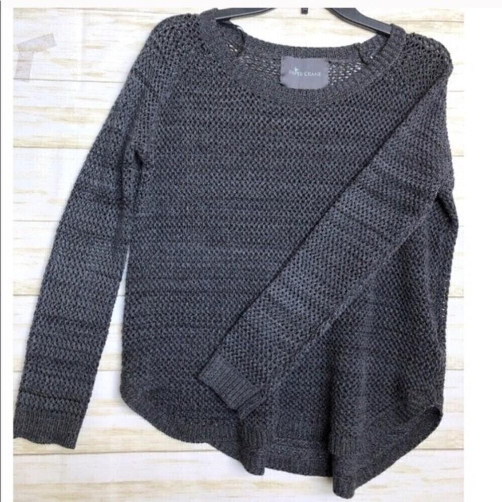 PAPER CRANE Heathered Grey Square Knit Sweater